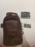 皮六叔（pi uncle）男士真皮胸包全头层牛皮斜挎包复古机车平板电脑小背包运动散步包 深棕色 实拍图