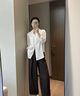 拉夏贝尔百搭长袖衬衫女夏2026薄款高级感宽松显瘦衬衣防晒上衣 白色 2XL 实拍图