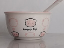 陶瓷釉下彩happy陶瓷ins下彩家用高颜值餐具可爱釉下彩少女饭碗 粉猪4.5英寸碗【1碗1勺】 实拍图