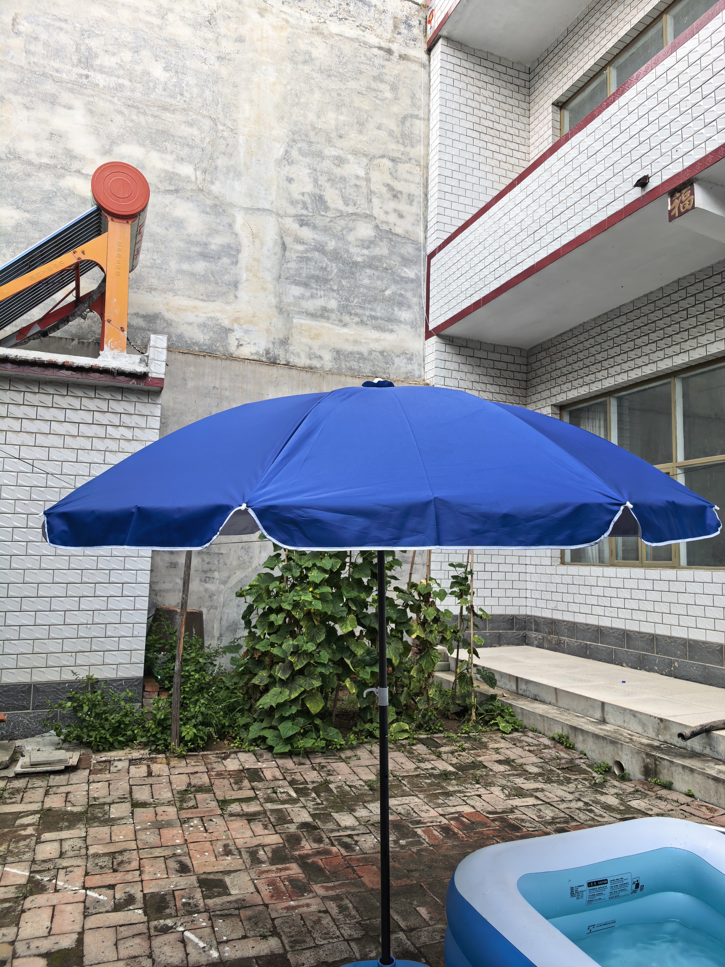 遮阳伞户外太阳伞大伞摆摊伞庭院伞雨伞双层折叠夜市伞商用广告伞 防锈款【蓝色】2.2M加厚银胶防晒 实拍图
