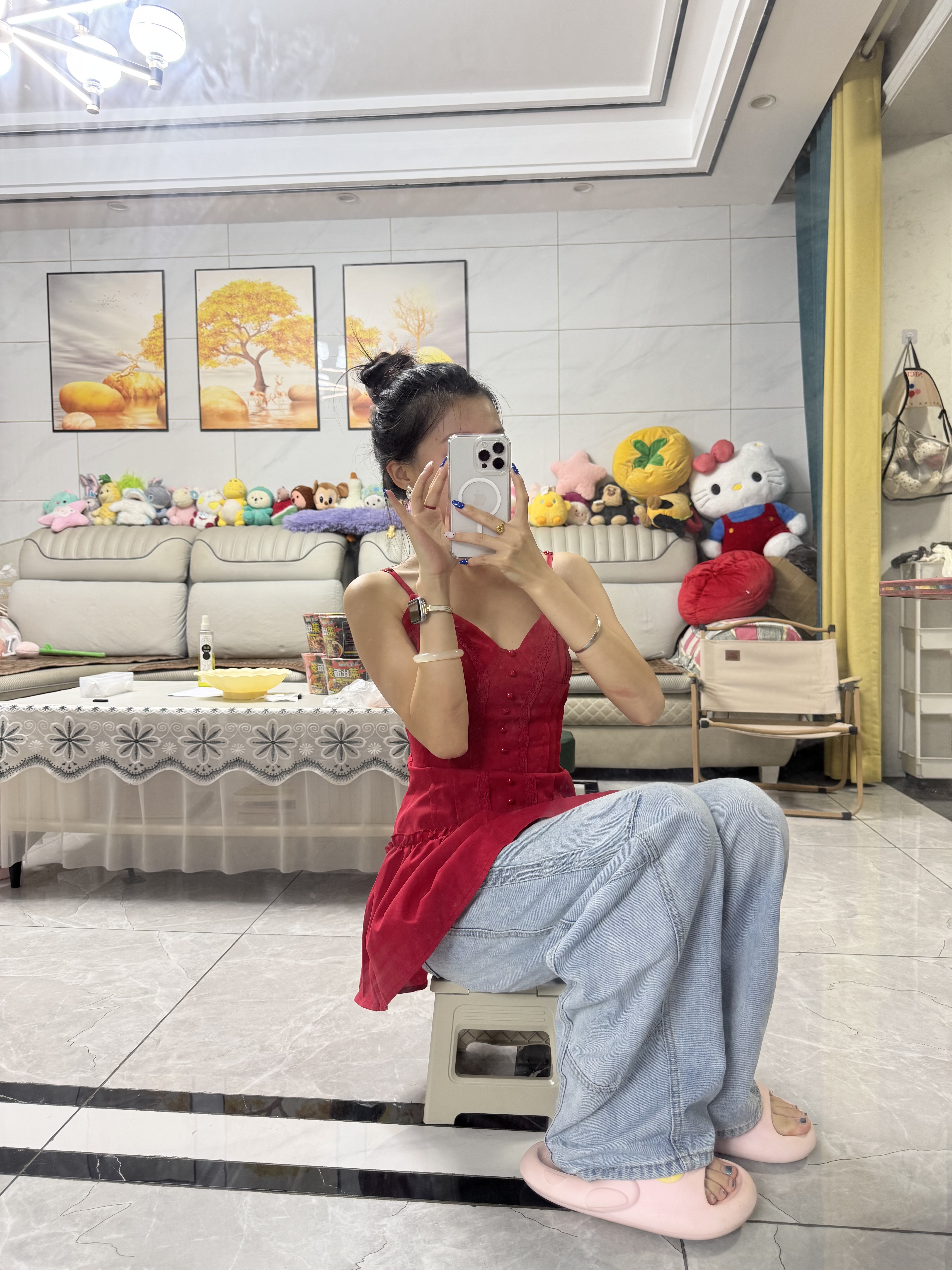好尔（haoer）可折叠凳便携式高铁塑料椅板凳家用叠放马扎儿童客厅小矮凳白色小 实拍图