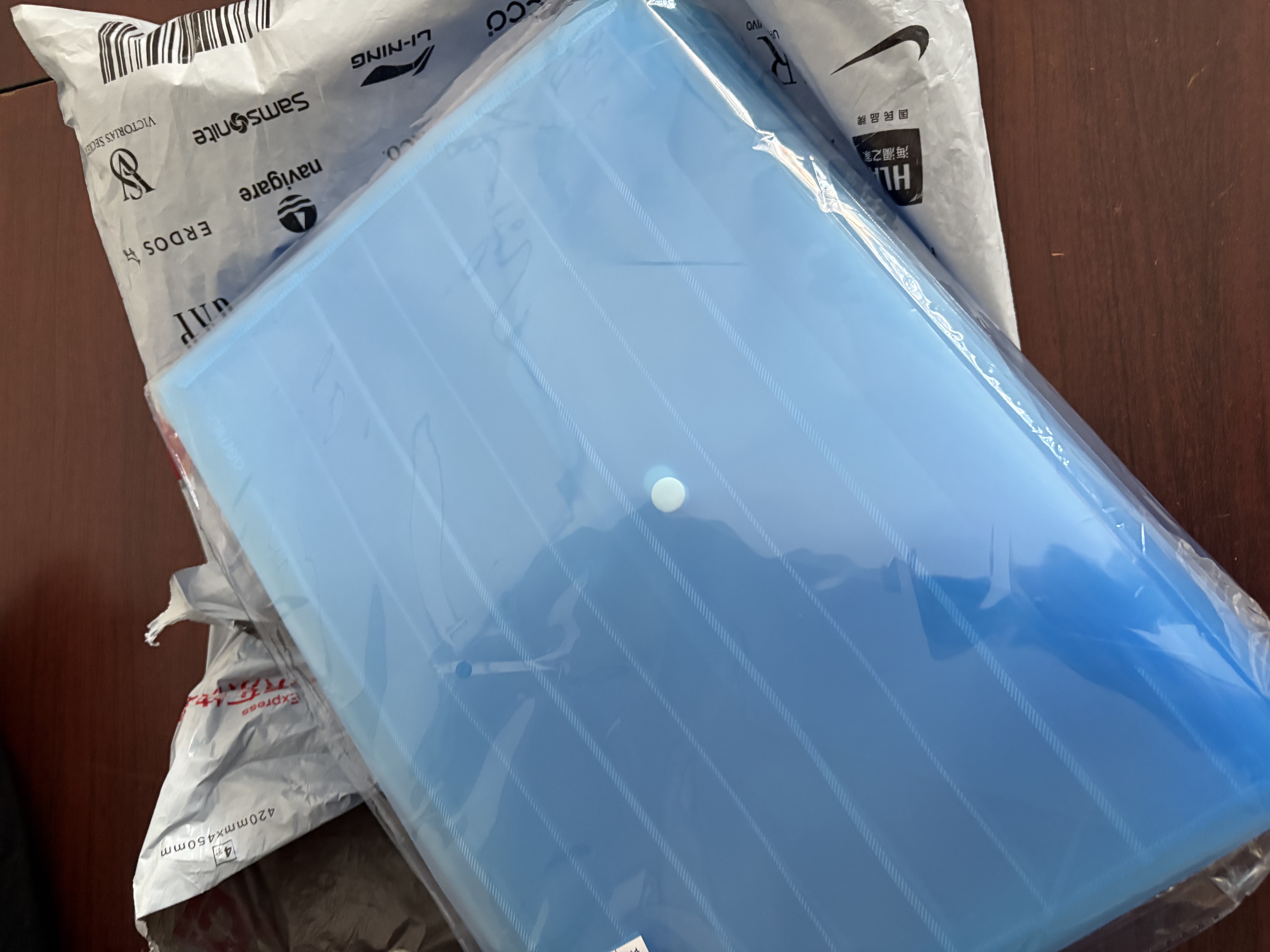 得力（deli）20只A4条纹透明文件袋 按扣资料袋 塑料防水档案试卷文件收纳 发票收纳 办公学习用品 27028 实拍图