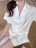 LULU CARTER真丝睡衣女款2026夏秋季新款女轻奢波点Kitty带胸垫家居服礼盒装 黄色kitty【三件套】 M 建议 80-100斤 实拍图