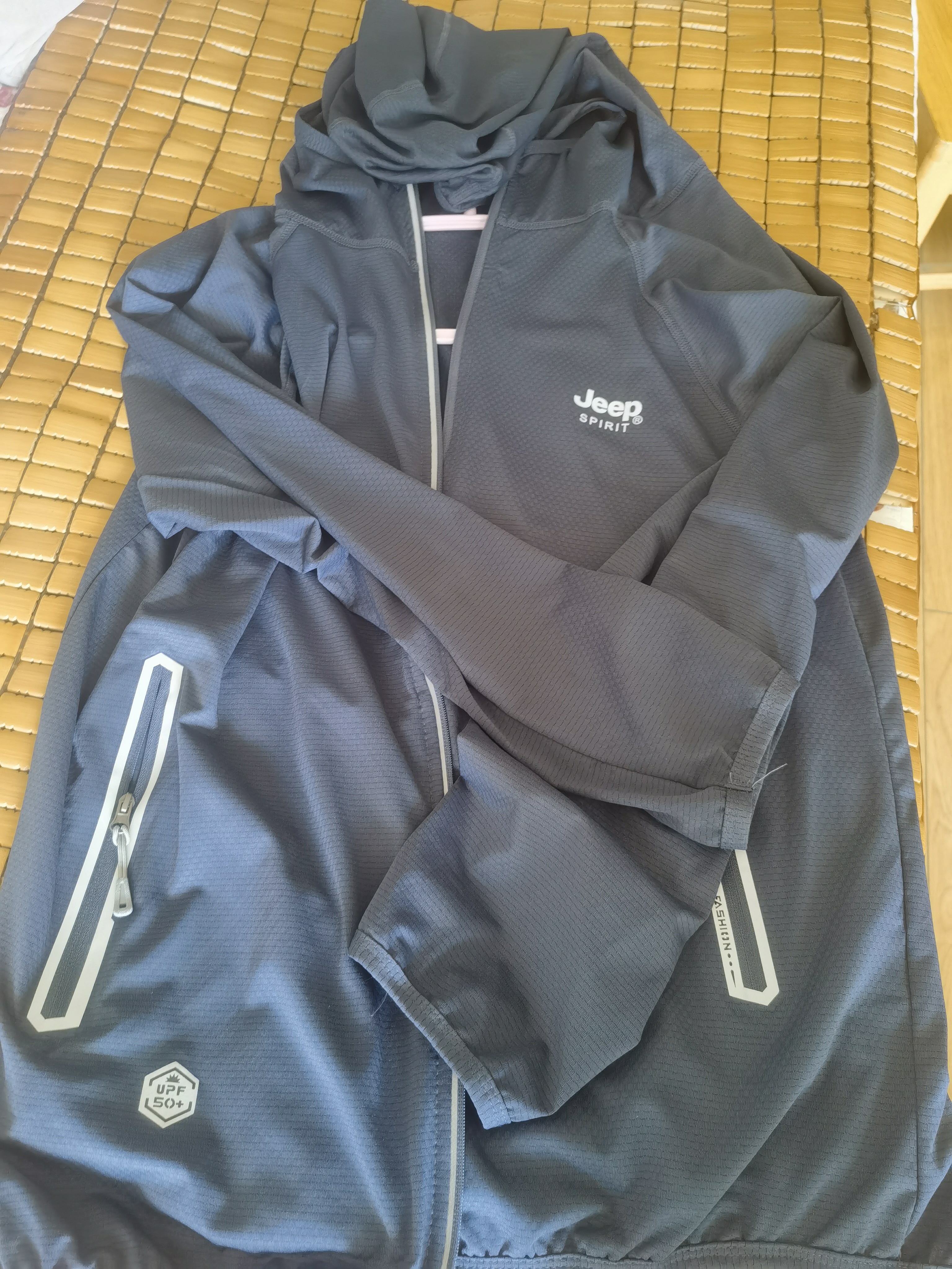 JEEP SPIRIT吉普防晒衣男夏季外套夹克钓鱼皮肤衣冰丝透气防晒服 深灰蓝 XL 实拍图