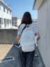 viney书包小学生初中高中大学生背包女大容量旅行双背包户外出游旅行包 白色+可爱挂件 简约轻便高颜值休闲减负电脑包 实拍图