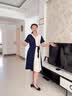 俞兆林（YUZHAOLIN） 妈妈装夏装气质连衣裙2022年夏季新款中老年女装洋气时尚雪纺减 蓝色 2XL （建议105-120斤） 实拍图