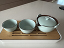 万仟堂（Edenus）七夕礼物高档旅行茶具套装泡茶壶泡茶杯便携茶具快客杯称心如意 粉青釉【1壶2杯1便携包】 实拍图
