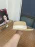 博沃尼克草帽平沿帽子女夏天平顶帽子沙滩法式度假遮阳【白织带】卡其色 实拍图