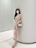 柏萨尼（PESASRIE）品牌包包女包单肩包真皮斜挎链条小方包生日520情人节礼物 白绿色【奢侈礼盒包装】 实拍图