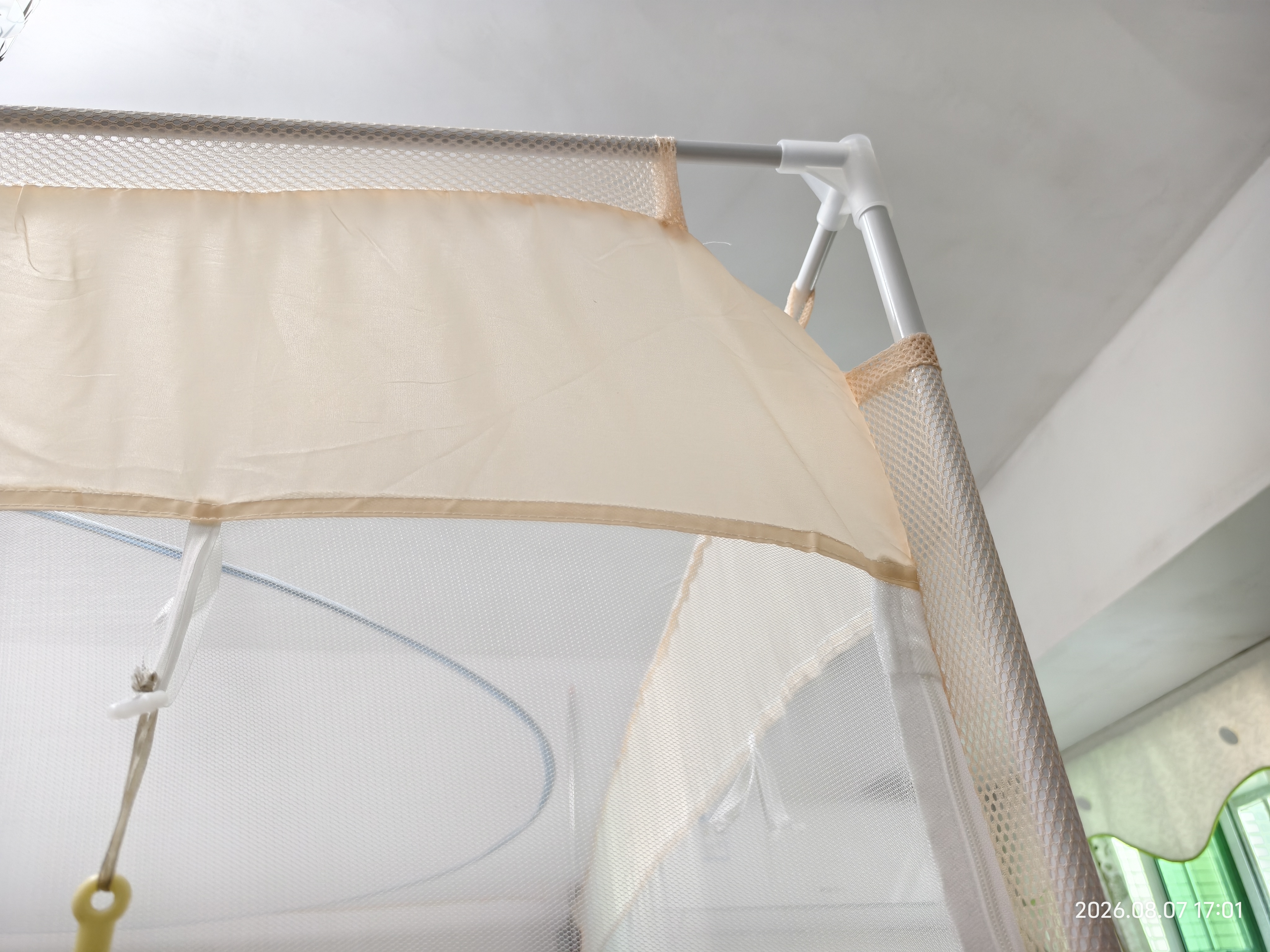 素时代坐床蚊帐 A类抑菌1.8米蚊帐宝宝防摔蚊帐三开门180*200cm 米白 实拍图