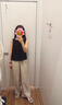 优衣库麻混纺衬衫/无袖女装衬衣26春夏新款483890 09 黑色 M 实拍图