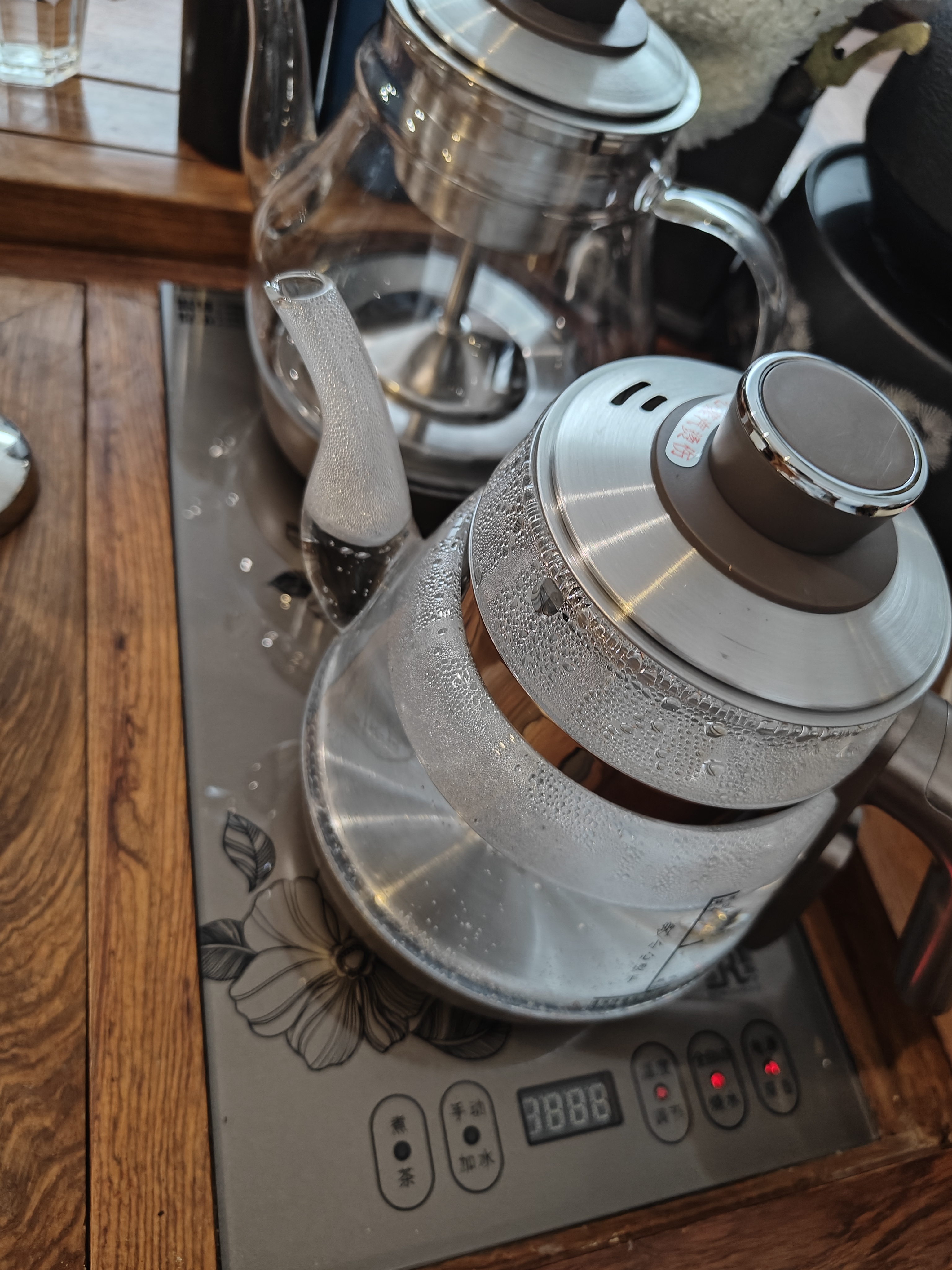 容声全自动上水电热水壶泡茶专用茶桌茶台智能烧水壶一体机煮茶控温茶具套装316不锈钢电热水壶烧水器 0.8L 单边上水煮茶款|双壶316钢|37*20 实拍图