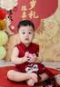 G.duck小黄鸭一周岁礼服男宝宝抓周衣服女婴儿百天满月唐装中国风套装 红色三件套 90 尺码1~2岁【 80-90cm】 实拍图