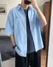 优衣库棉麻衬衫/短袖男装女装衬衣26春夏新款482502 64 湖蓝色 L 实拍图