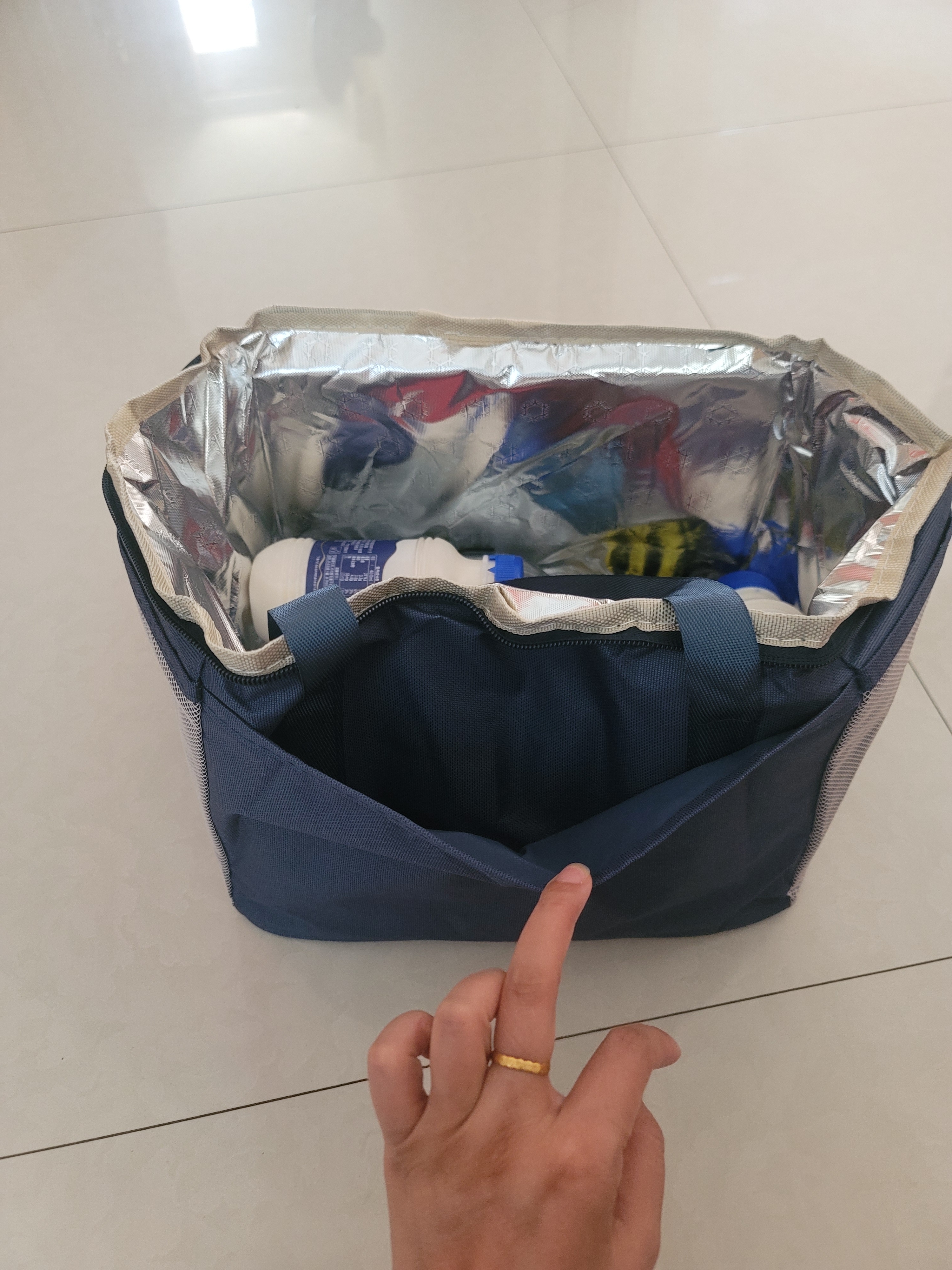 希维思（SIVASS）饭盒袋保温袋便当手提包加厚铝箔午餐上班族小学生专用保鲜保冷 全新升级加厚-藏青大号 实拍图
