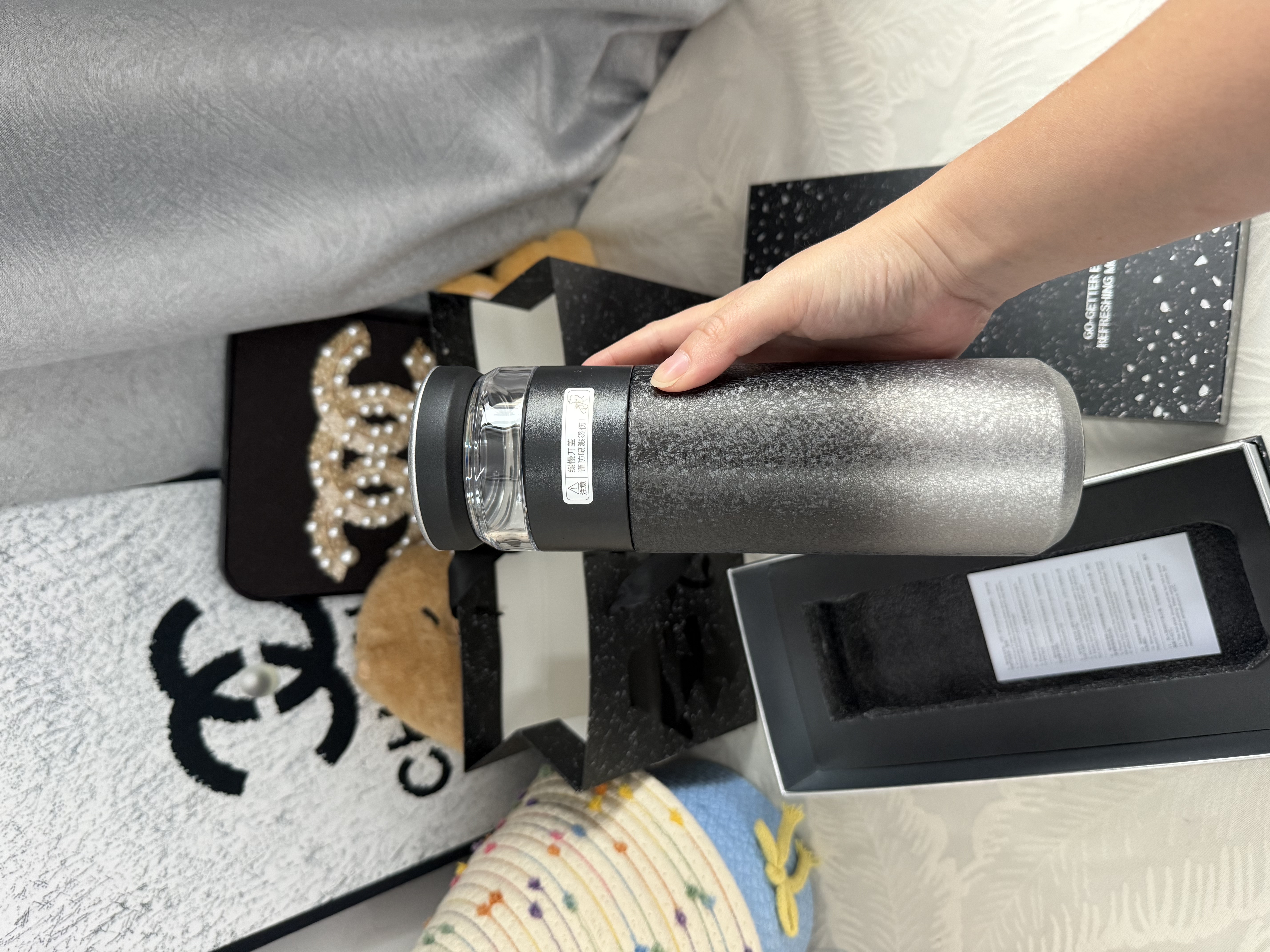 格米（germ）纯钛保温杯男女士高档养生水杯茶水分离泡茶杯送礼钛杯子520ML银 实拍图