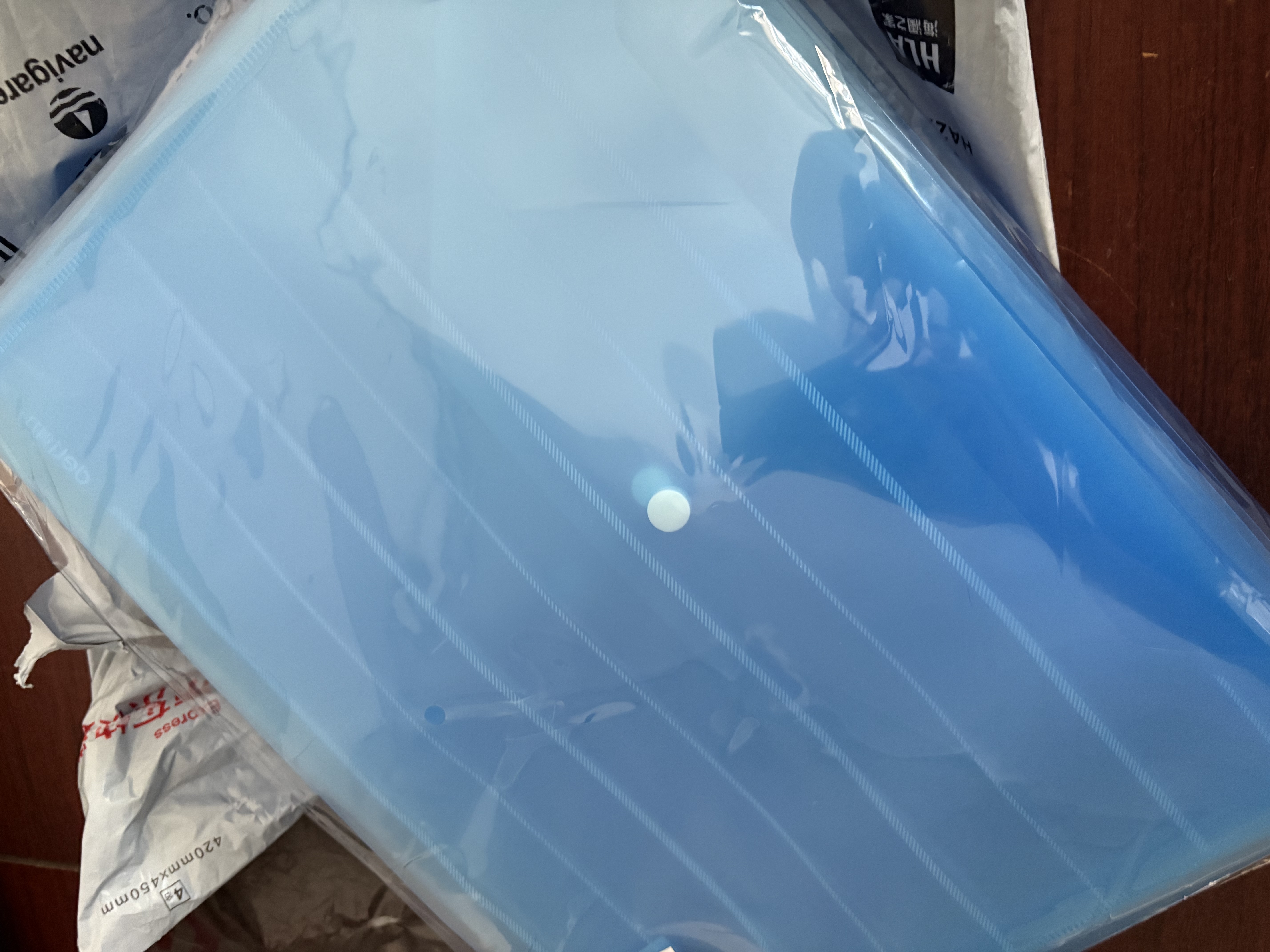 得力（deli）20只A4条纹透明文件袋 按扣资料袋 塑料防水档案试卷文件收纳 发票收纳 办公学习用品 27028 实拍图