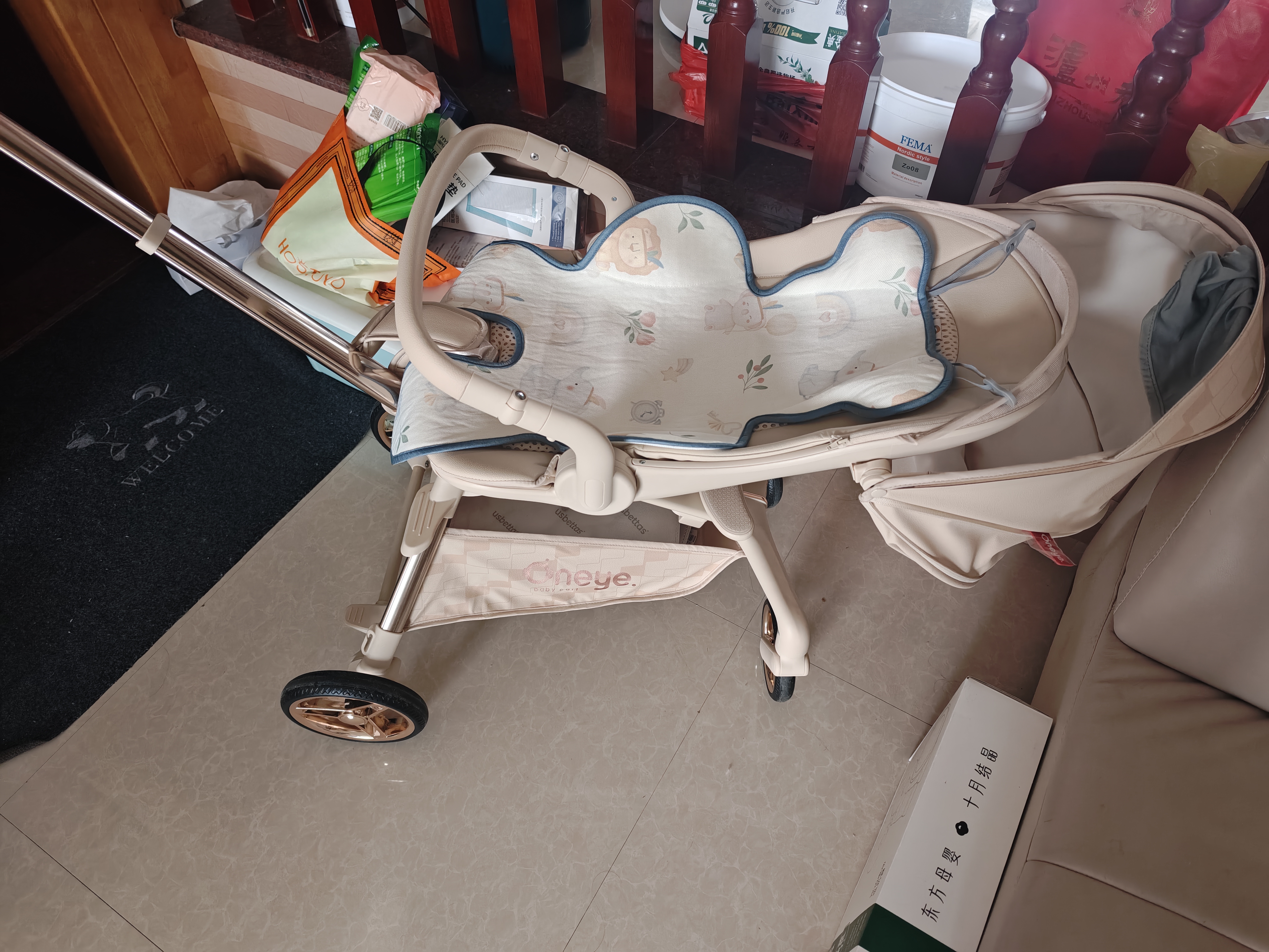 丸丫T6pro二代遛娃神器高景观婴儿推车可坐可躺轻便折叠可换向香槟金 实拍图
