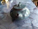 灵青坊青瓷泡茶壶手工茶壶单壶大号陶瓷高档单人功夫茶具家用大容量套装 铁胎藏青单壶 实拍图