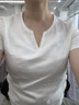 MJ STYLE短款短袖T恤女2026夏季正肩小V领修身显瘦百搭简约紧身打底衫上衣 实拍图