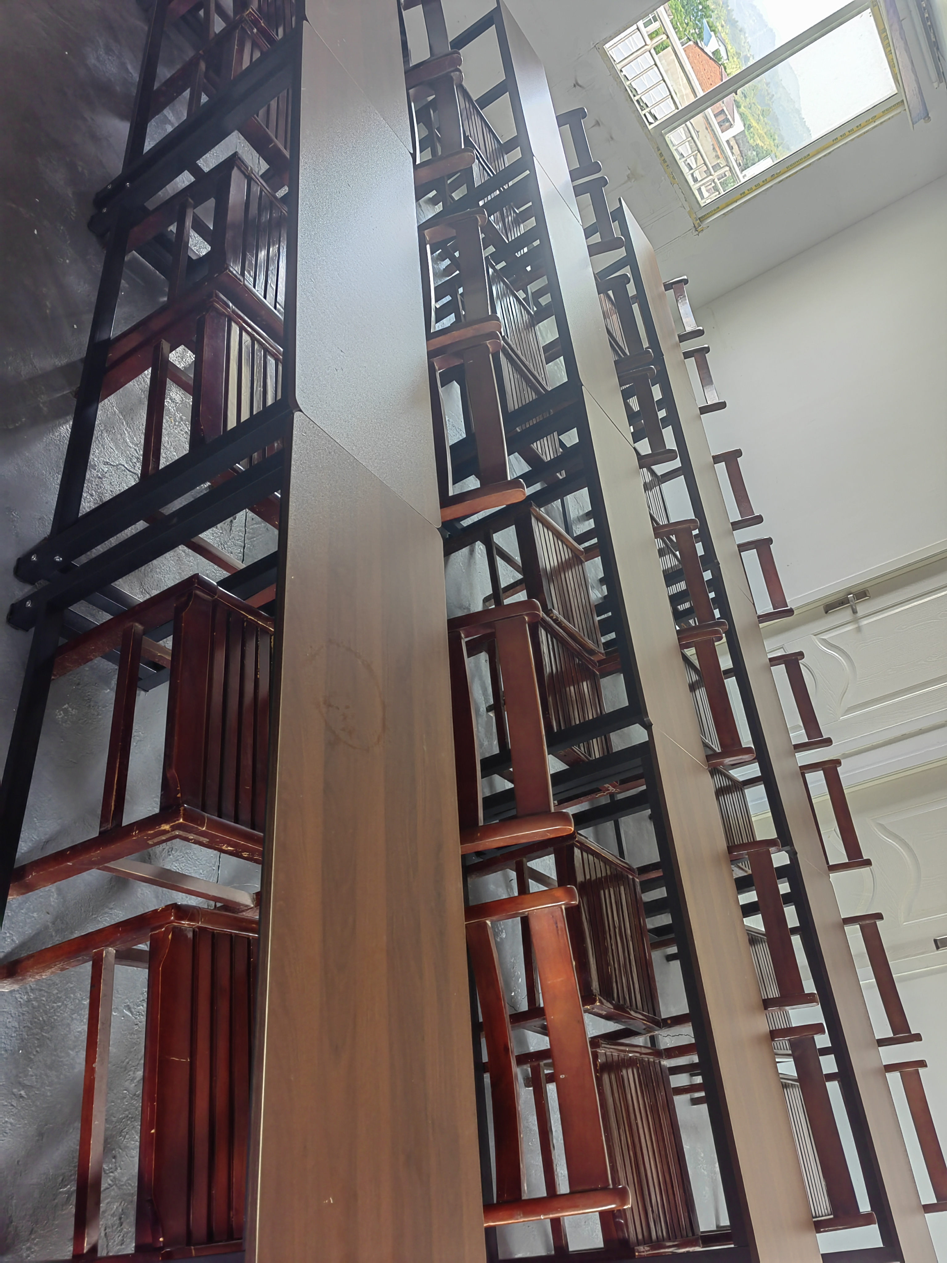 桦林语加固电脑桌台式家用卧室一体写字现代简约书桌学习办公室电竞桌子 黑架子+古橡木【16MM厚加固款】 长120宽40高75cm 实拍图