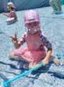 佑游儿童泳衣女童女孩夏可爱连衣裙平角青少年泳装三件套32625紫色4XL 实拍图