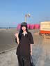 Shelley Jones黑色假两件v领短袖男款夏季重磅痞帅翻领t恤少年感美式正肩polo衫 黑色 XL [推荐120-140斤] 实拍图