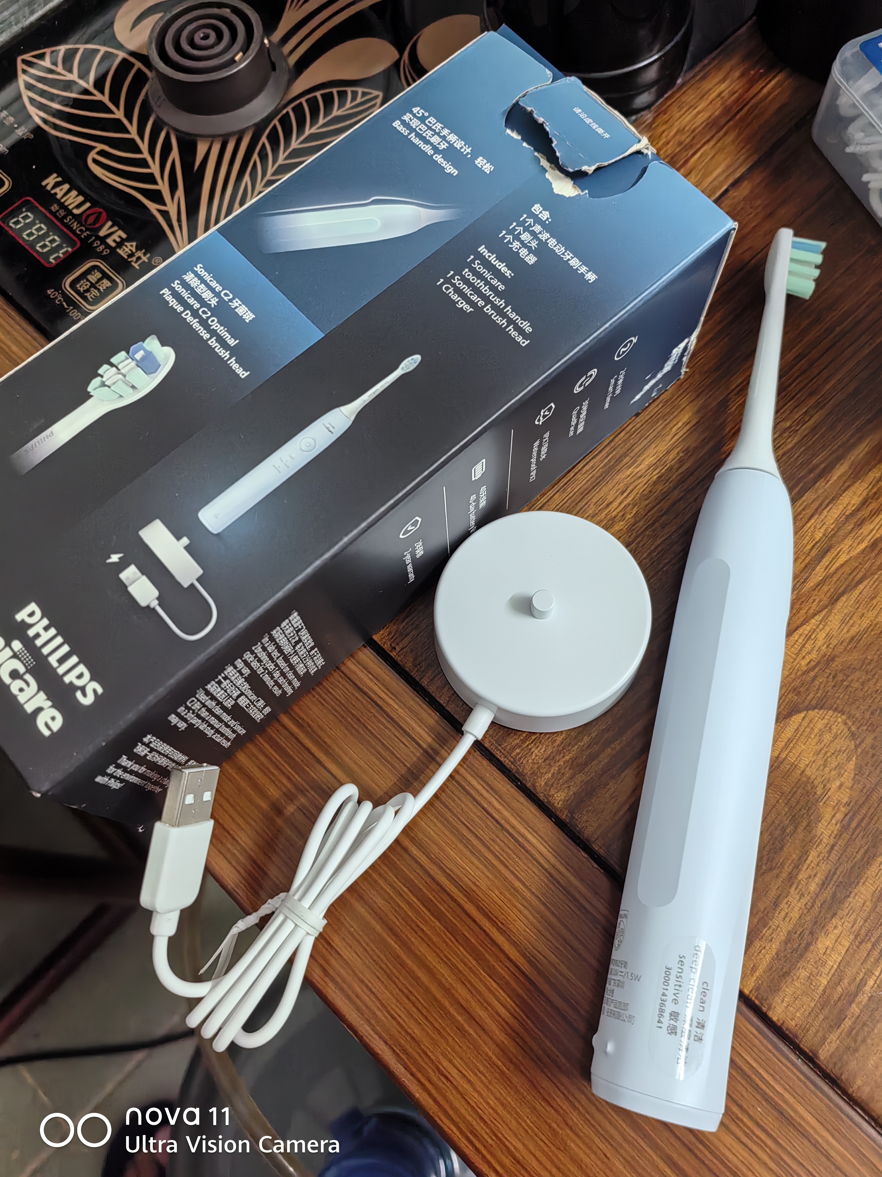 飞利浦（PHILIPS）【七夕情人节礼物】声波电动牙刷 送男友 钻石1系 3倍洁齿3种清洁模式 青少年学生党蓝色HX5070/03 实拍图