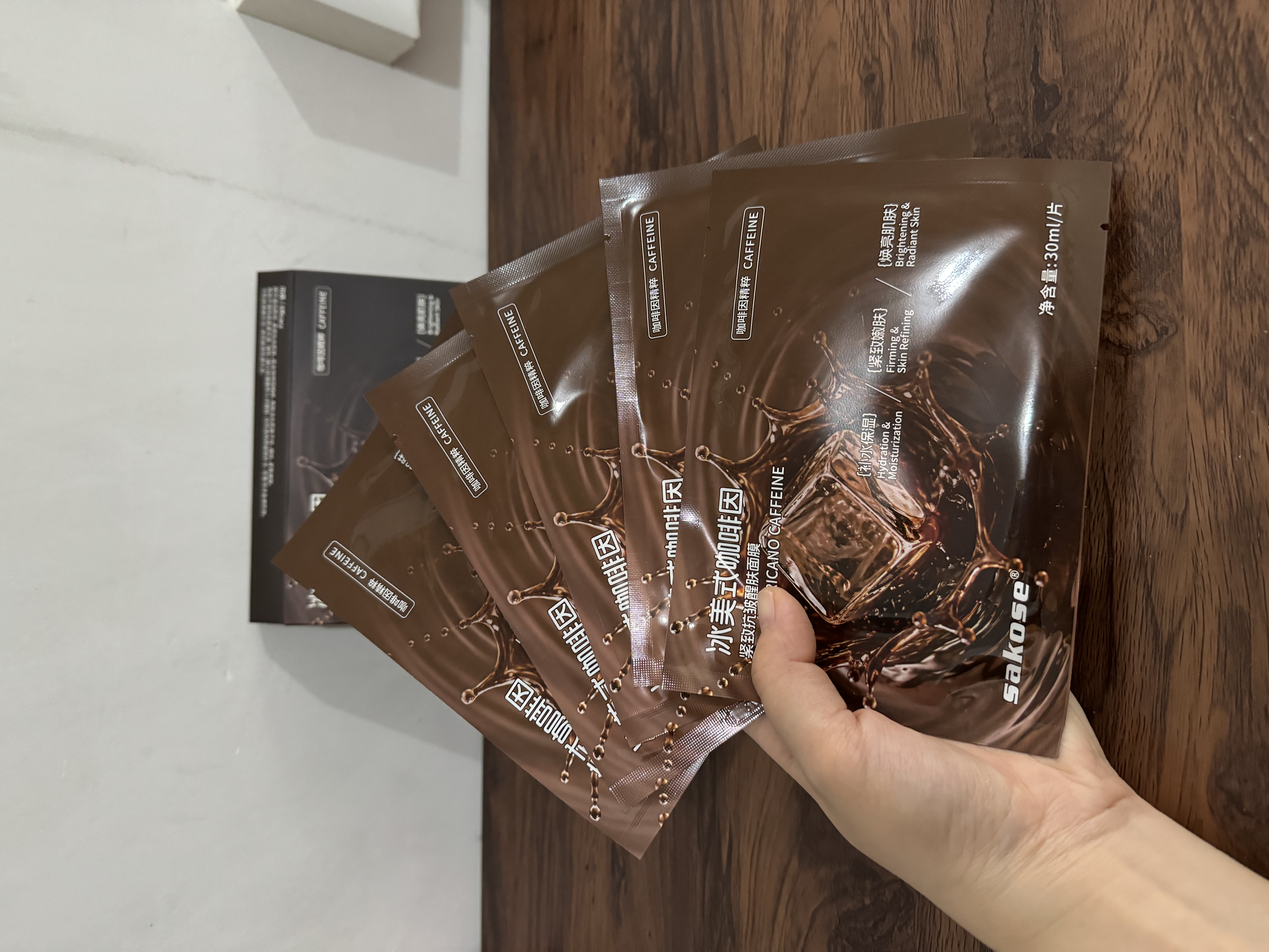 sakose冰美式咖啡因紧致抗皱醒肤面膜30ml*5片保湿补水熬夜淡化细纹男女 实拍图