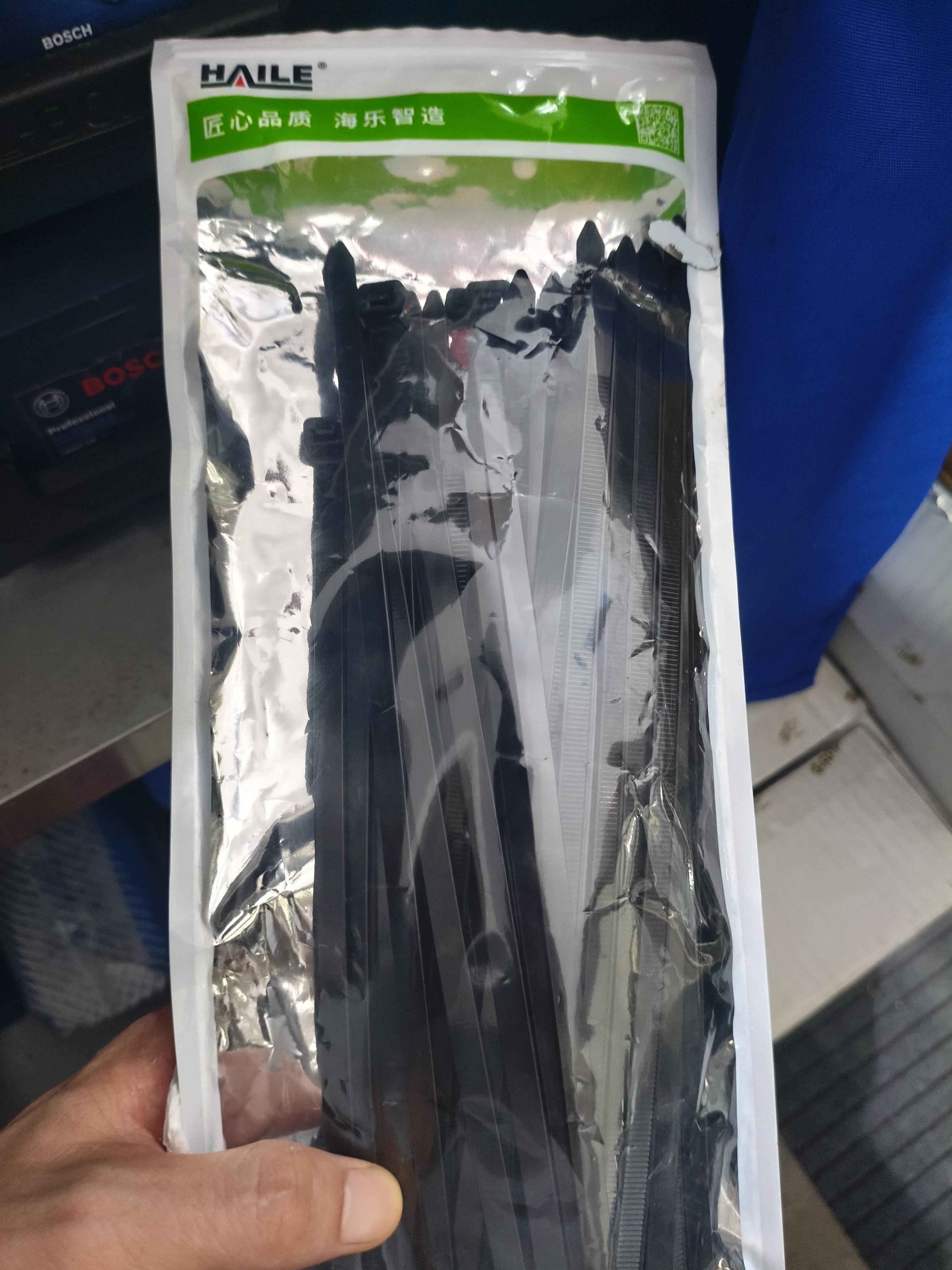 HAILE尼龙扎带捆扎绑扎带扎线理线束线带自锁式扎带7.6*400mm 大号黑色50根ZD-40H-50 实拍图