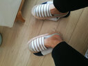 FuKuEn家居日式拖鞋 静音情侣棉拖鞋蓝色粉色条纹保暖静音柔软棉拖鞋 成人开口棕色【41-44码】 实拍图