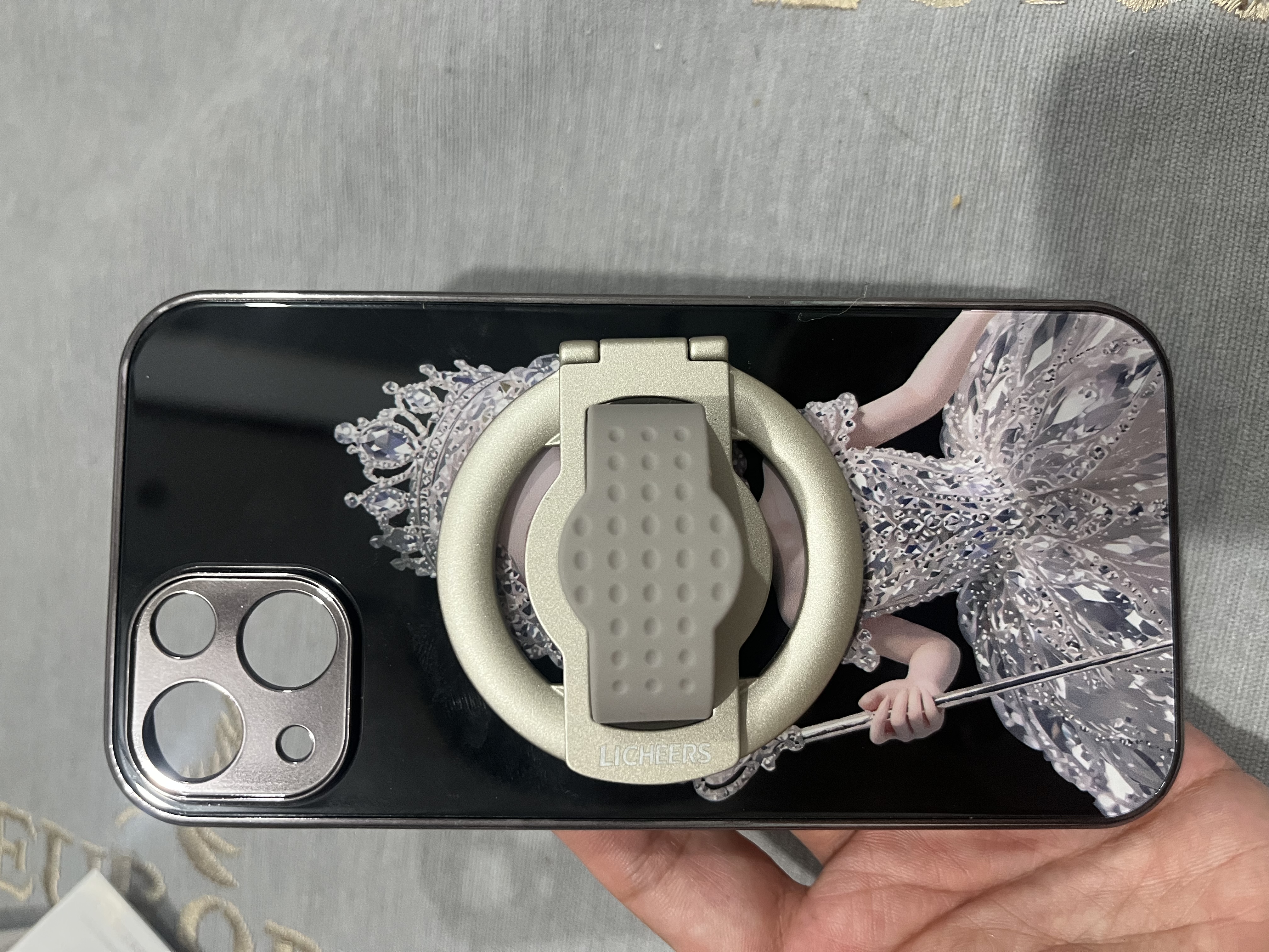 领臣磁吸手机支架指环扣magsafe支架360°可旋转可拆卸弹力绳桌面折叠便携合金支撑架适用苹果安卓手机 实拍图