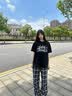 NEW OR MODEcleanfit黑白格子裤子男款夏季垂感慵懒格纹阔腿裤休闲微喇直筒裤 黑色 复古格纹街头感 XL 身高175-180cm体重140-155斤 实拍图
