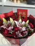 花艺湾鲜花同城配送玫瑰百合花束表白送女友老婆闺蜜生日礼物店 19朵红玫瑰6朵粉百合花束 全国同城配送 留言送花日期 实拍图