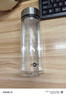 明霞 双层玻璃杯男商务茶杯便携带茶隔办公茶水杯双层隔热加厚底杯子 550ml银白色(加厚防爆) 实拍图
