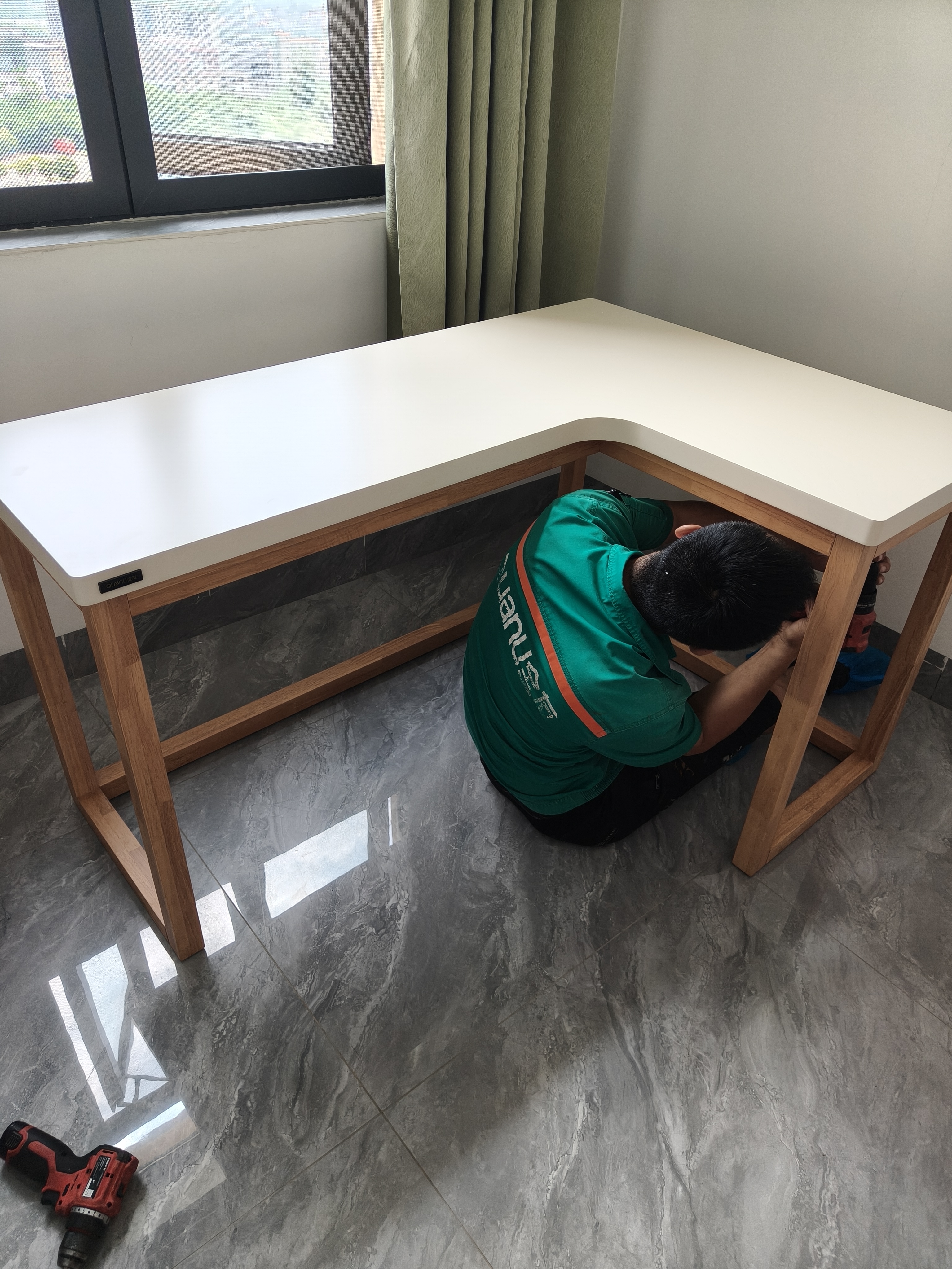 全友家居 原木奶油风L型书桌卧室书房置物收纳柜学习桌电脑桌子家具 实拍图