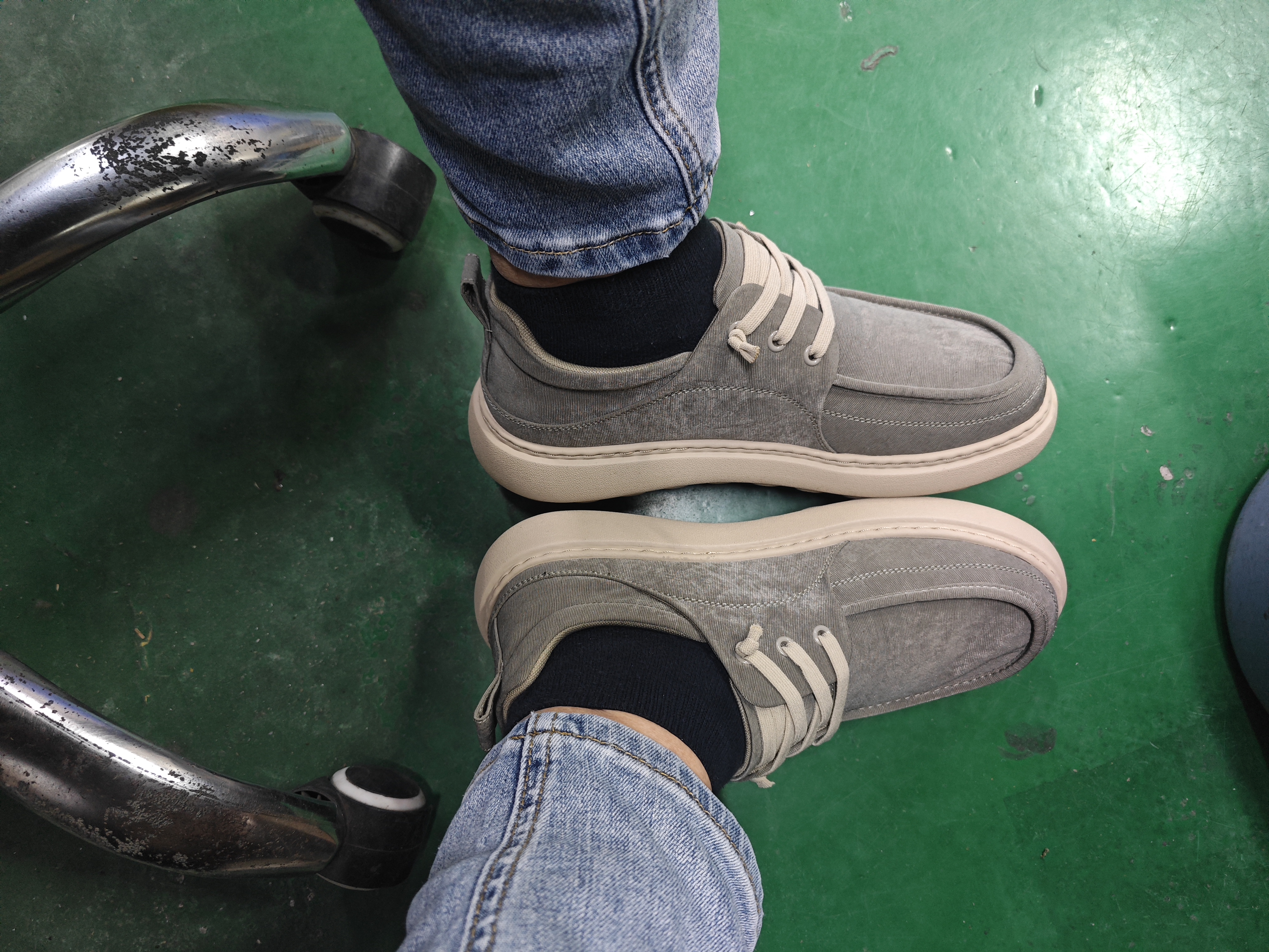 百丽摇摇底休闲工装布鞋男鞋26新款弹软舒适增高厚底鞋8WK04 灰色 38 实拍图