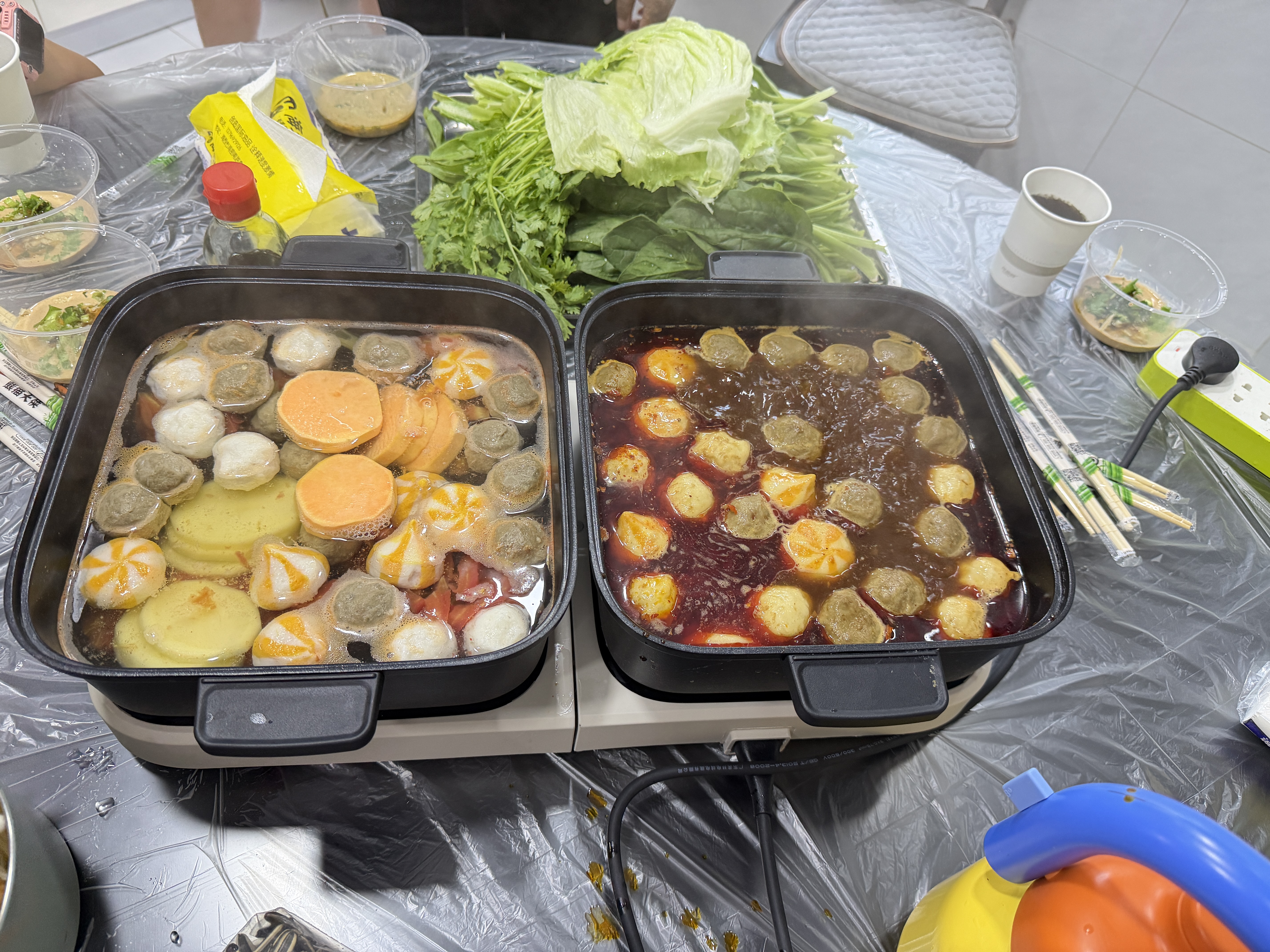 小熊（Bear）电火锅鸳鸯锅 火锅专用锅折叠多功能料理锅蒸烤涮一体家用4-6人烤肉锅E80J1 8L叠叠锅2.0 实拍图