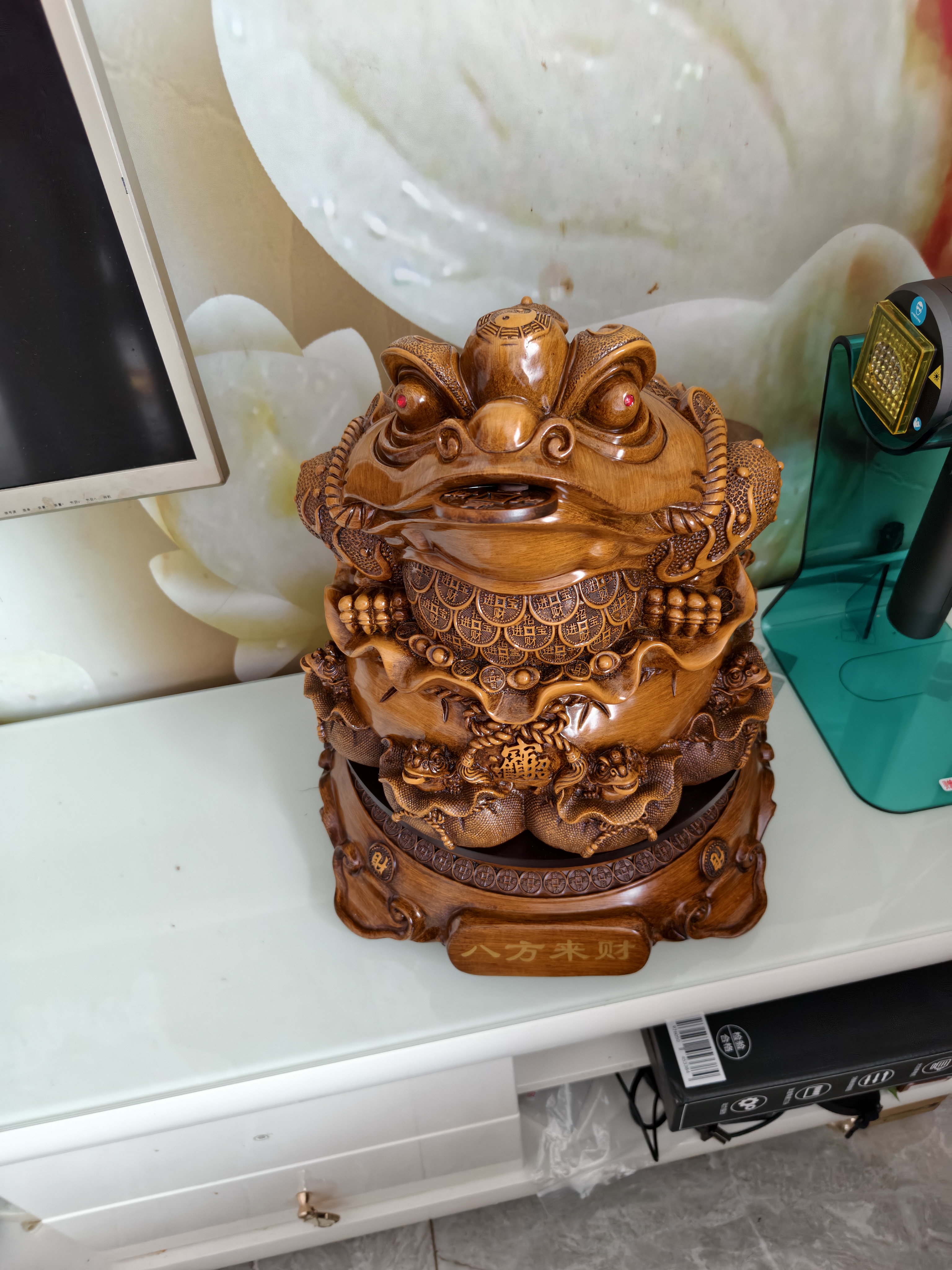 铜雀天骄金蟾招财摆件公司新店开业大吉礼物生意兴隆高档礼品金蝉大摆件 檀木色大号尺寸约35*35*40cm 实拍图