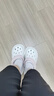 朴西夏季沙滩厚底增高小个子女生休闲洞洞鞋 白+粉 34-35  实拍图