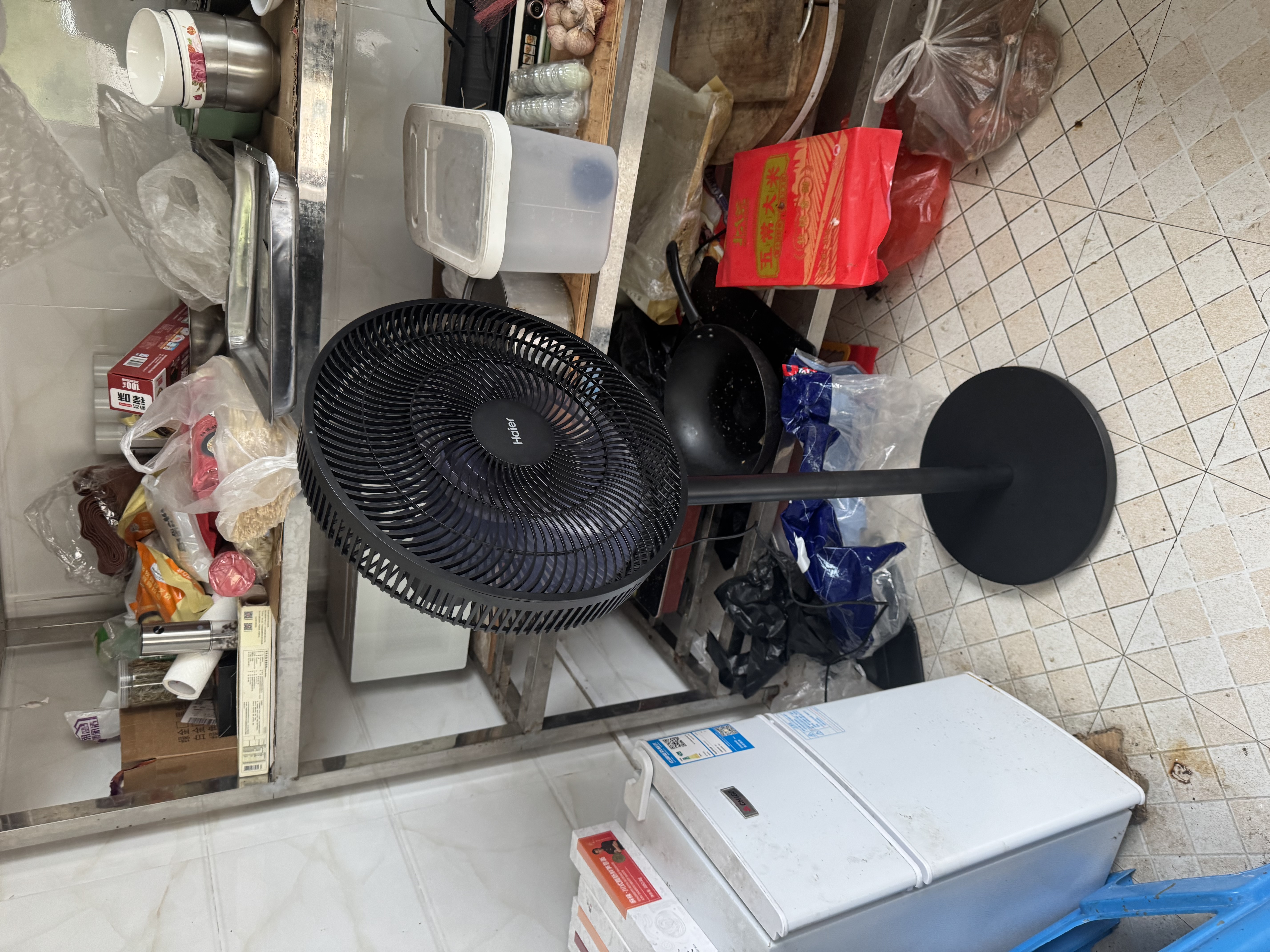 海尔（Haier）电风扇落地扇家用定时遥控风扇大风力台扇立式节能摇头电扇办公学生卧室宿舍循环轻音七叶电扇 【40cm大网罩】机械款HFS-J3547A 实拍图