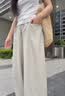 MissWiss白色凉感阔腿裤女夏薄款松弛垂坠休闲裤宽松夏季高腰休闲弯刀裤 奶绿色 XL 实拍图