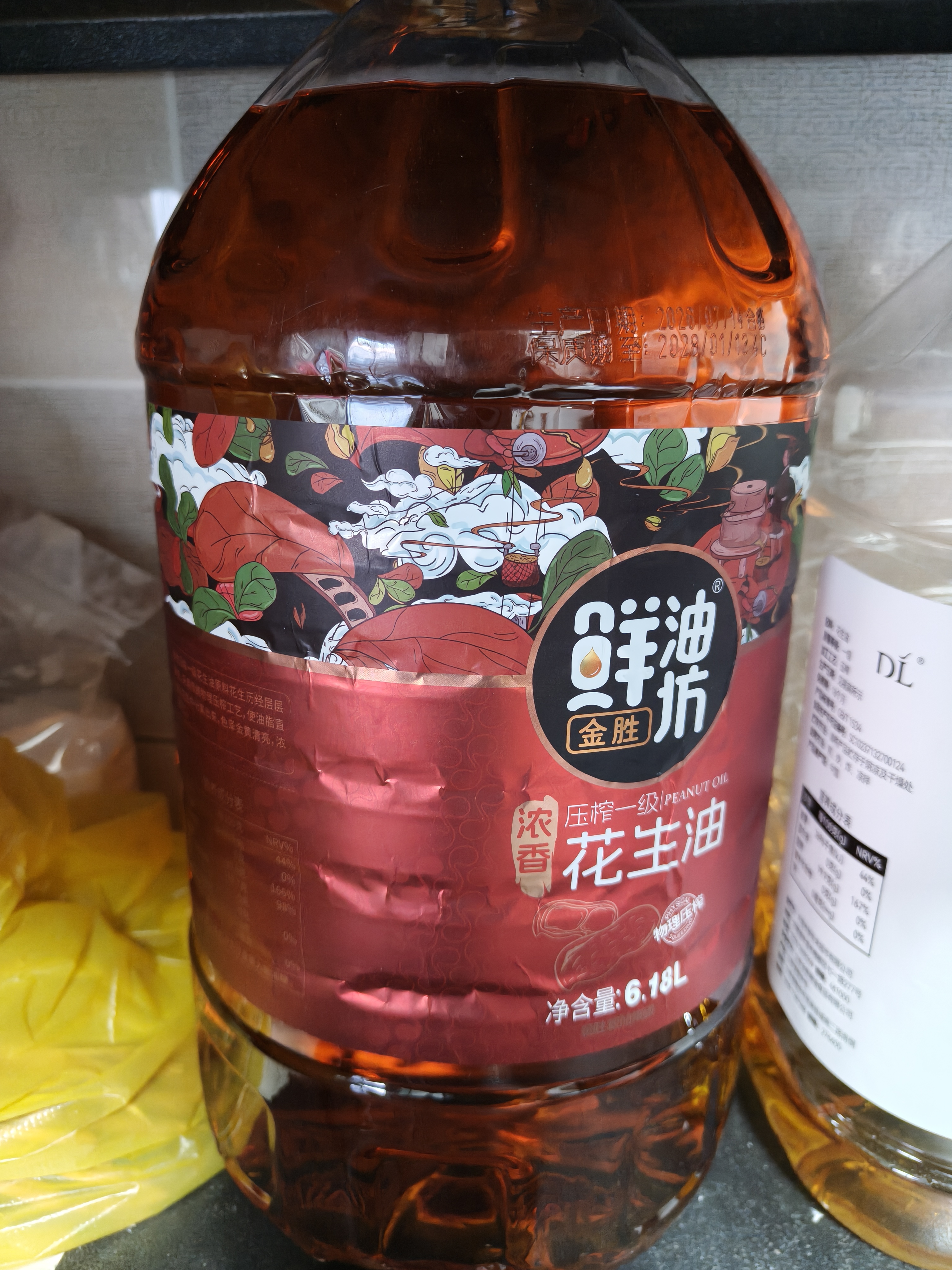 金胜鲜油坊【保真花生油】压榨一级浓香花生油6.18L京东自营食用油 实拍图