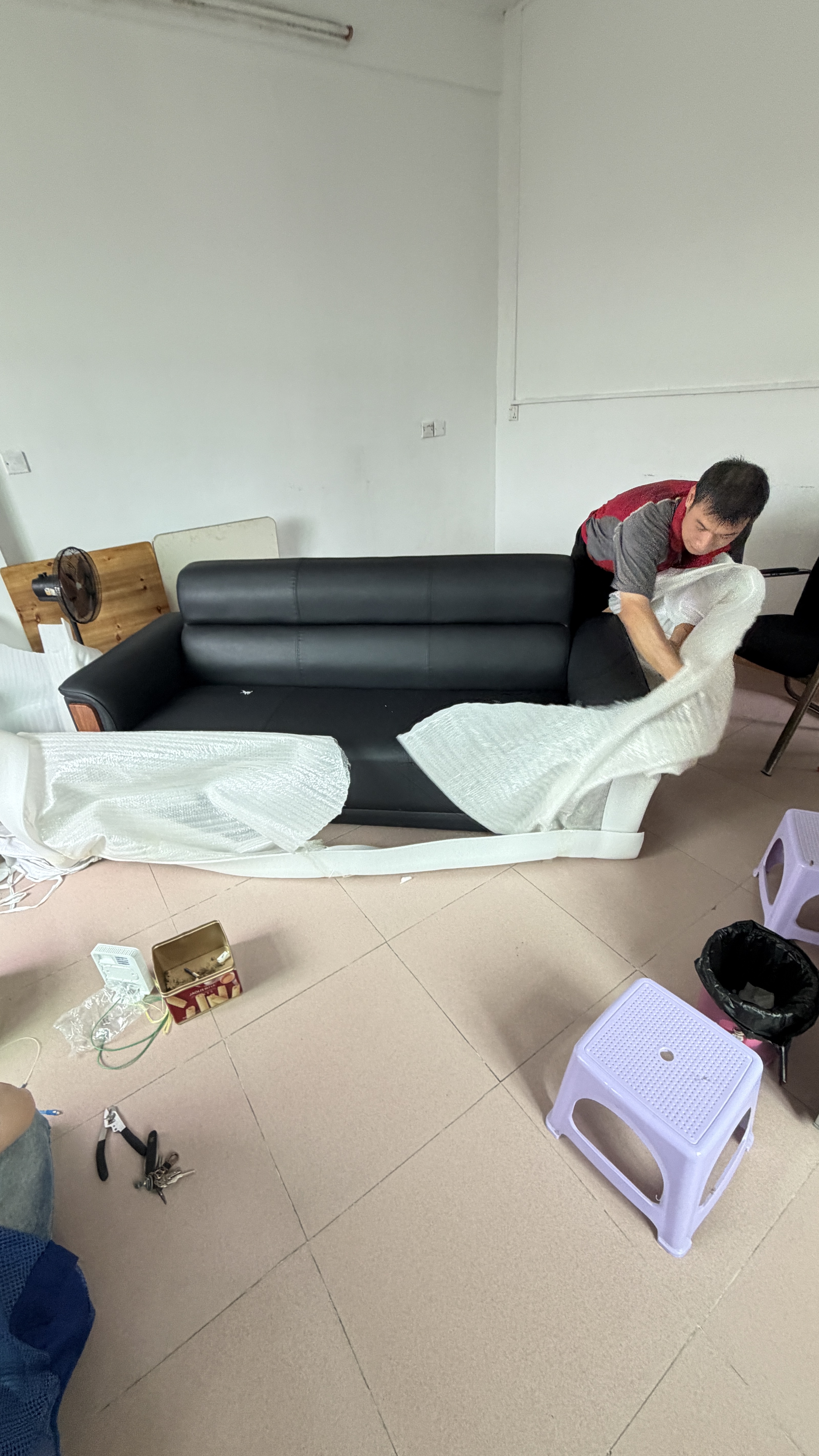 悠调办公沙发商务接待会客洽室三人位沙发茶几组合简约现代新中式真皮 三人位【全国联保 售后无忧】 黑色【加厚纳帕皮+海绵款】高性价比 实拍图