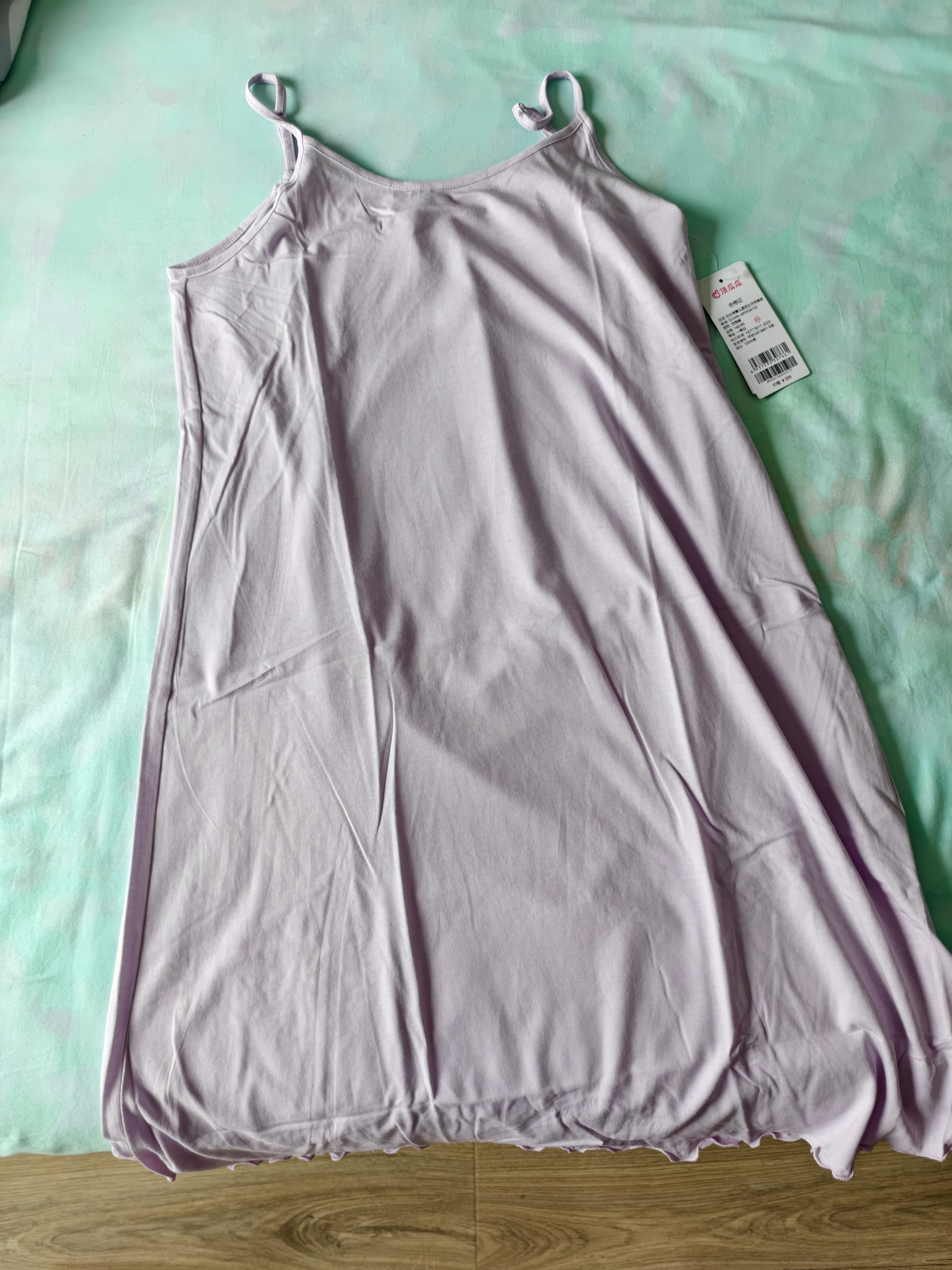 顶瓜瓜顶呱呱睡裙女夏纯棉吊带舒适家居服睡衣家居裙女西梅紫 160 实拍图