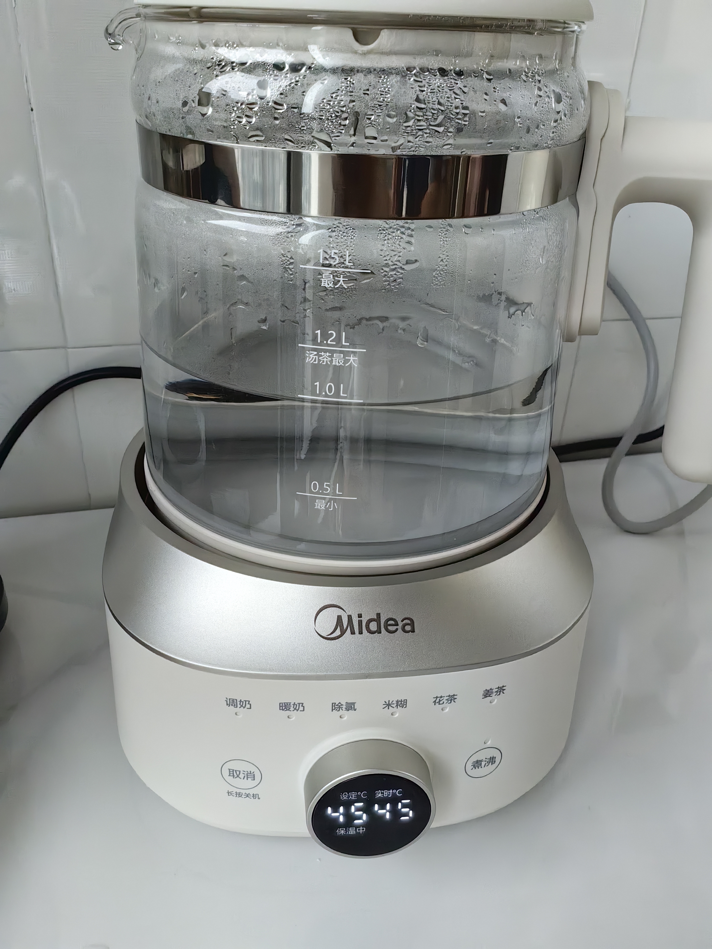 美的（Midea）全玻璃恒温水壶恒温壶婴儿冲奶烧水壶电热水壶养生壶1.5L TN15B01 实拍图
