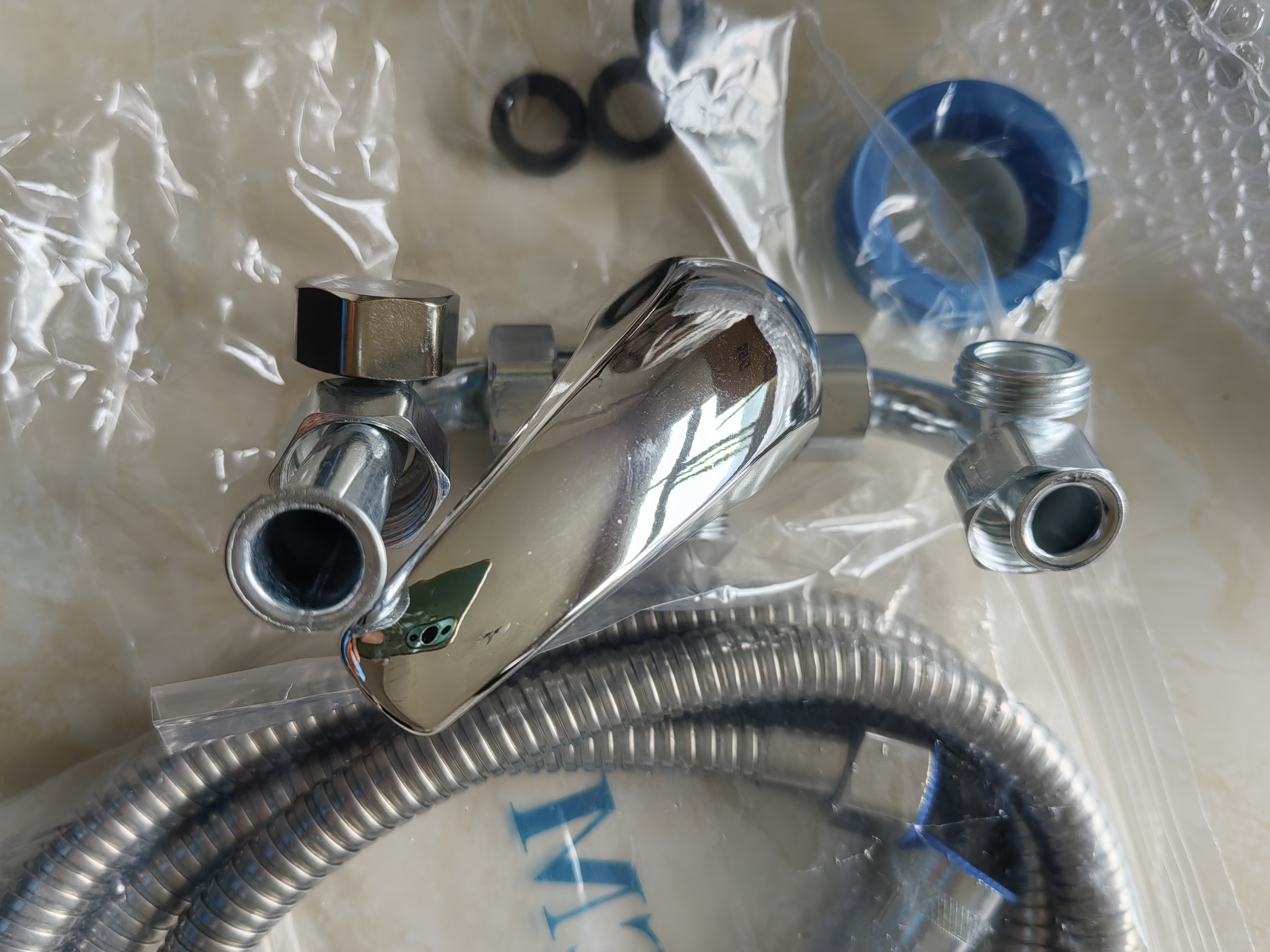 JY九牧王同款热水器专用混水阀门配件U型冷热水龙头开关阀通用 【套装A4】全铜加厚混水阀+花洒套装 实拍图