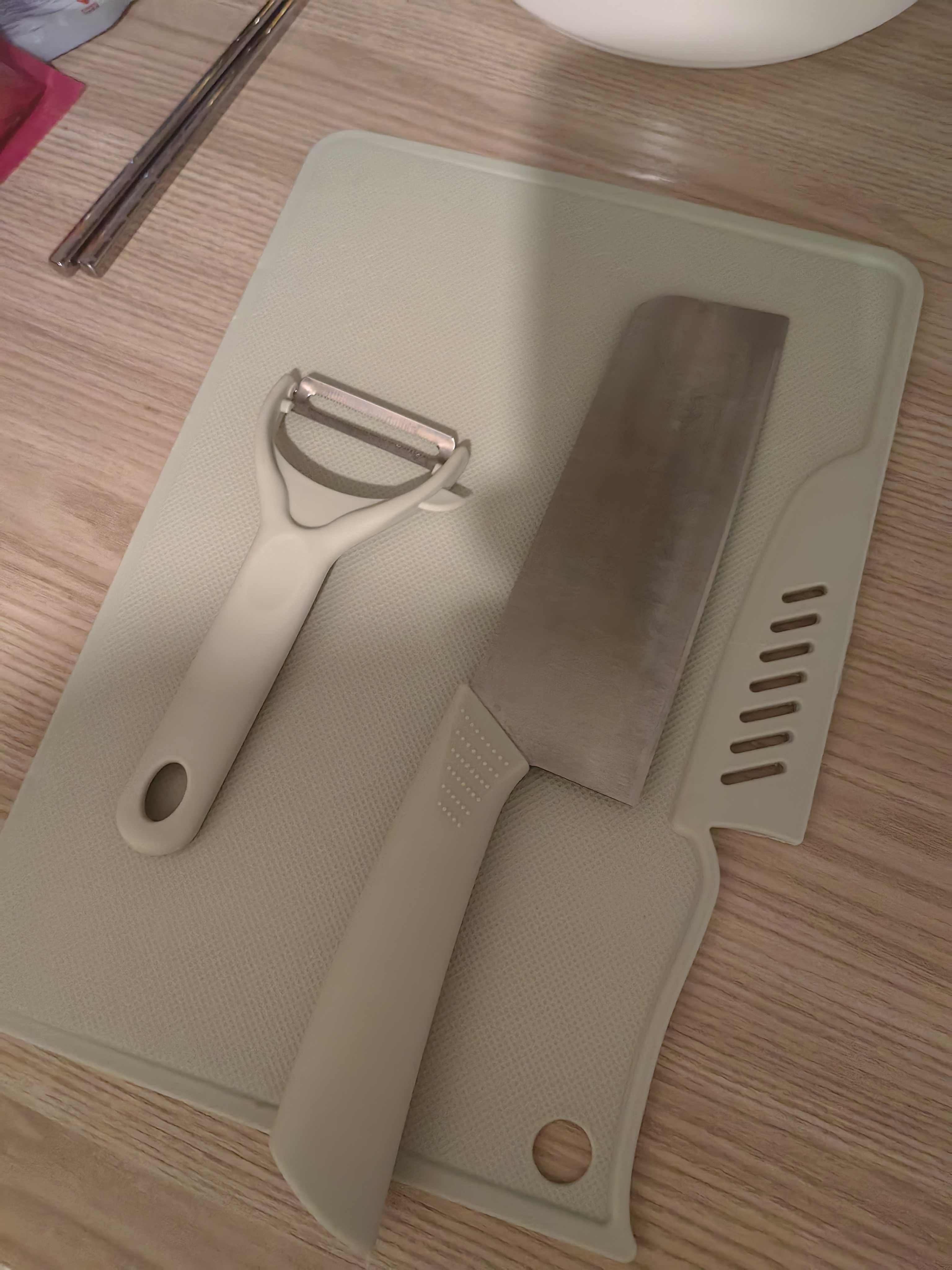 COOKSS辅食工具儿童砧板菜板刀具剪刀5件套装宝宝辅食料理工具 实拍图
