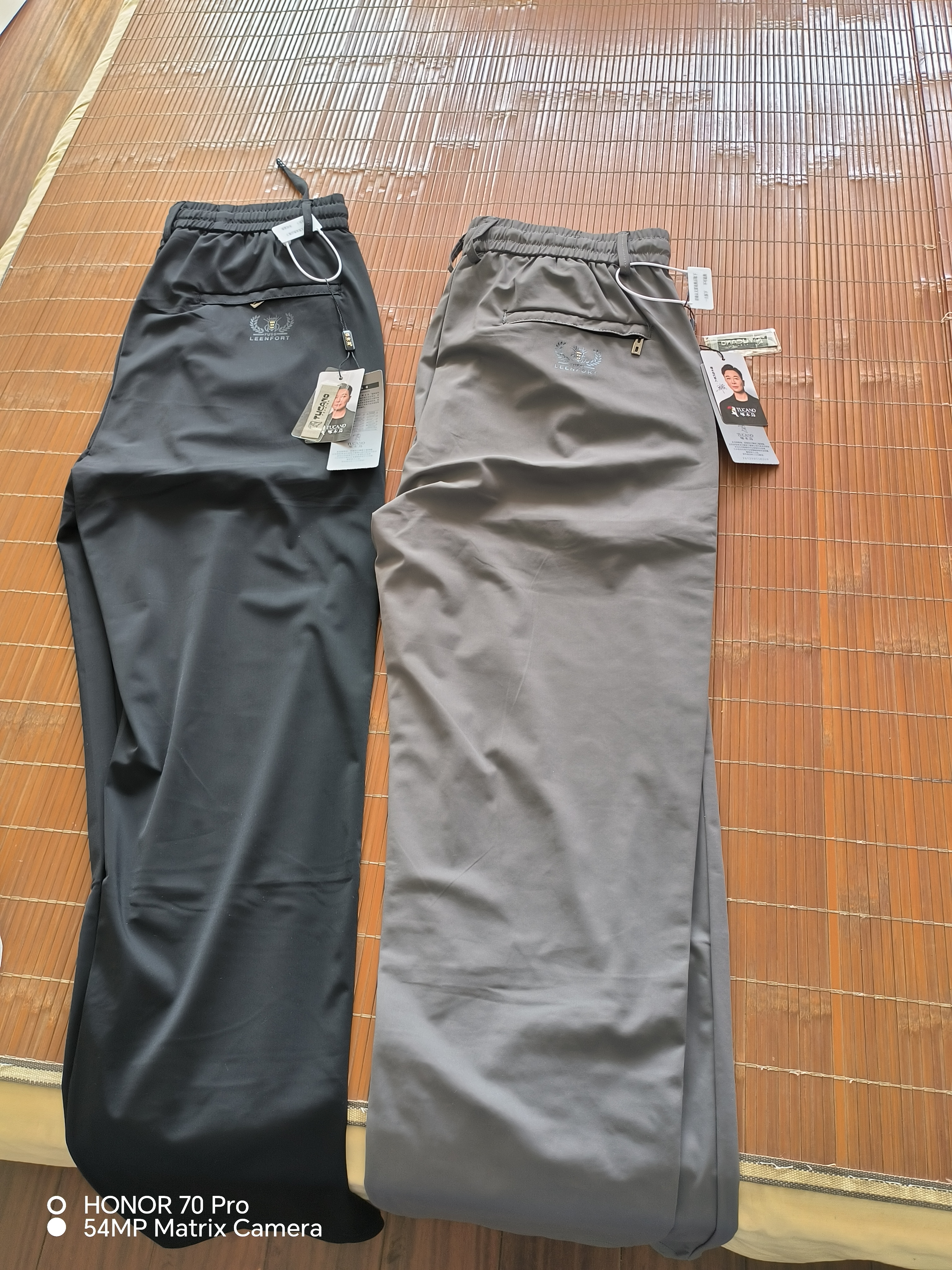 啄木鸟冰丝裤子男宽松2026夏季薄款直筒速干弹力男士休闲裤潮流运动长裤 08深灰色+08黑色 32 (建议130-145斤) 实拍图