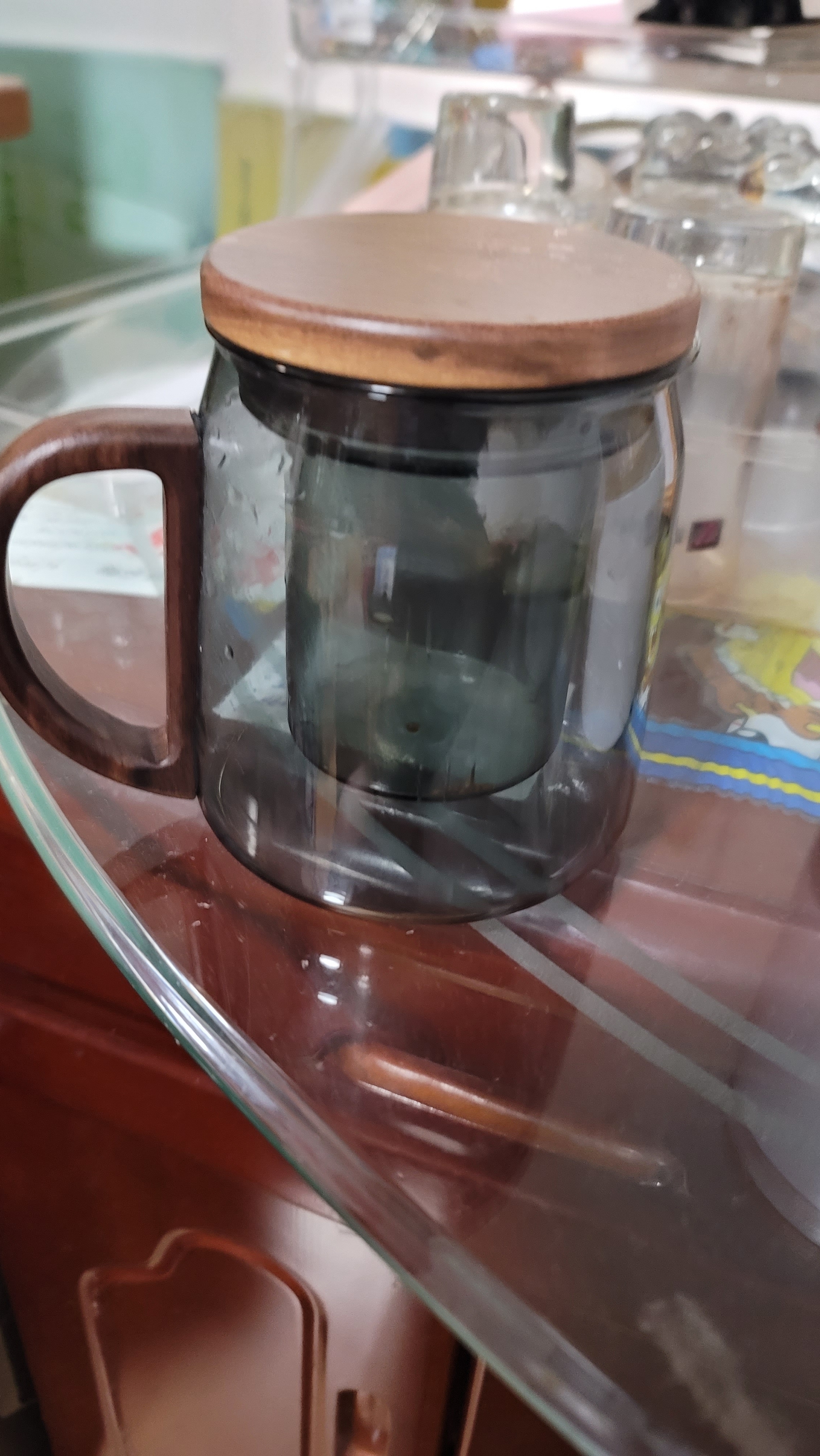 忆壶茶（YIHUTEA）茶杯玻璃茶具加厚喝水杯子茶水分离杯带过滤耐高温男女泡茶马克杯 【轻奢款】墨色木把茶杯 实拍图